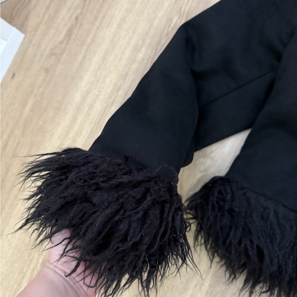 NWT Size 18 M Black City Chic Indie Jacket Fake Fur Outline & Sleeves - Picture 8 of 16